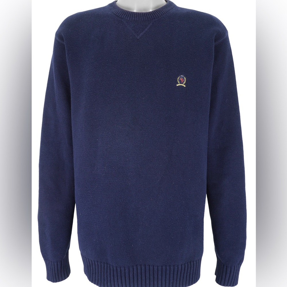 Tommy Hilfiger Sweater Crewneck, 100% Cotton, Navy Blue, Pull Over, XL